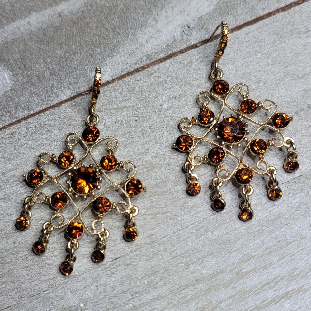 Gold Amber Chandler Earrings
